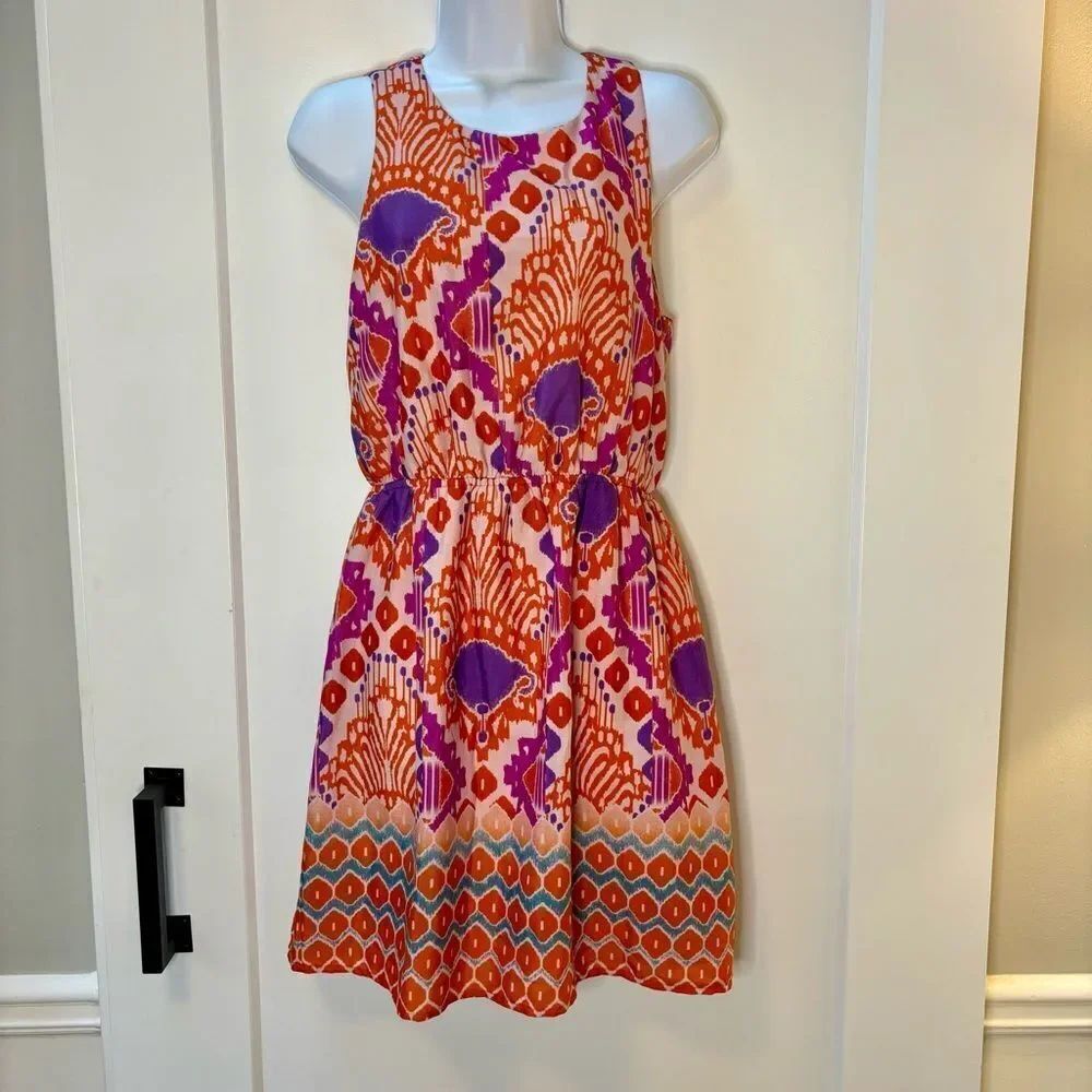 Francessca’s colorful abstract floral sleeveless dress size m